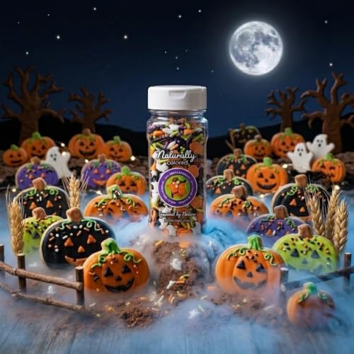 Natural Halloween Sprinkles Black and Orange Cake Decorations (Orange, Black, White, purple)