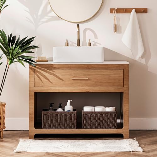 2 Pack Wicker Basket (Rectangular- 2pack 13.4"×8.3"×7.1" / Dark Brown)