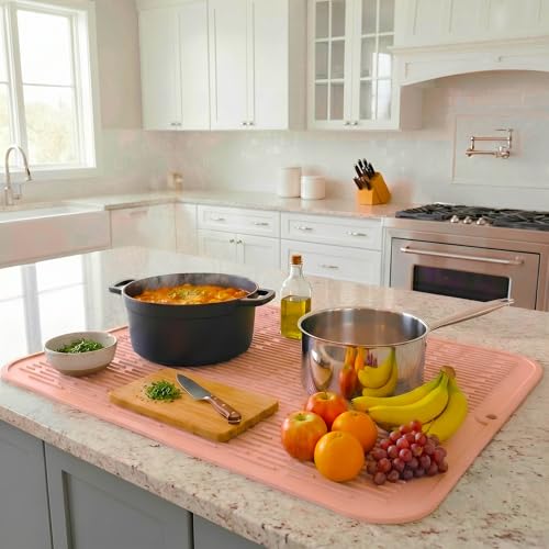 Silicone Dish Drying Mat for Multiple Usage (Pink / 24"L x 18"W)