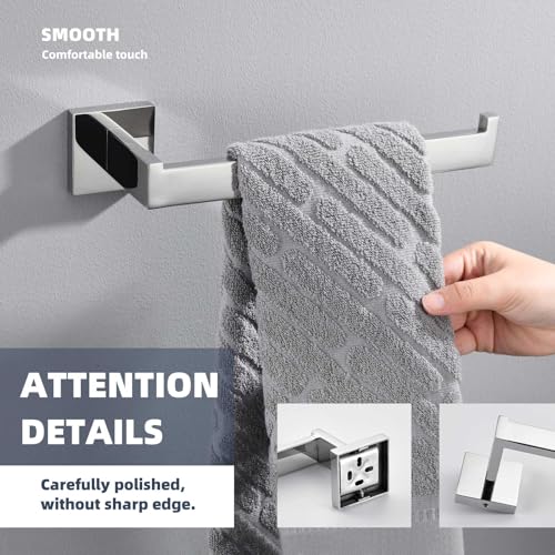Bathroom Towel Holder (Square - Polished Chrome)