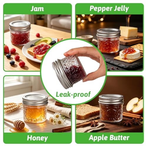 4oz Glass Mason Jars with Airtight Lids (4oz-40pcs-D)