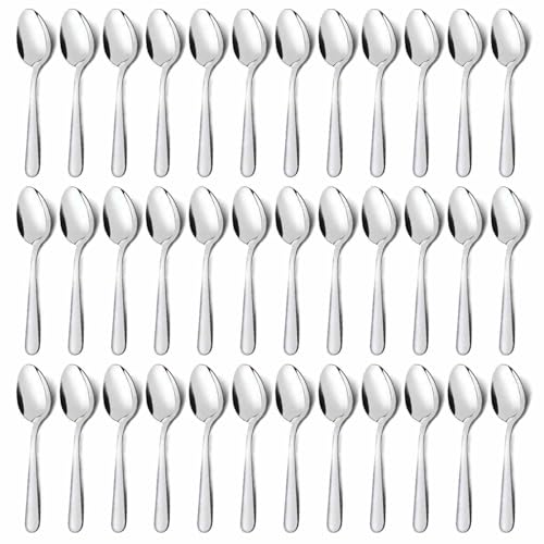 36 Piece Tea Spoons Set Silverware (6.7 inch silver tea spoons 36 pieces)