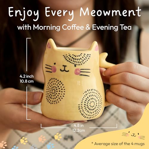 Cat Coffee Mugs Set of 4