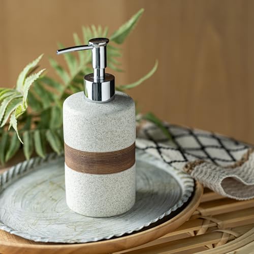Ceramic Hand Soap Dispenser for Kitchen and Bathroom (White and White / 1xSoap Dispenser)