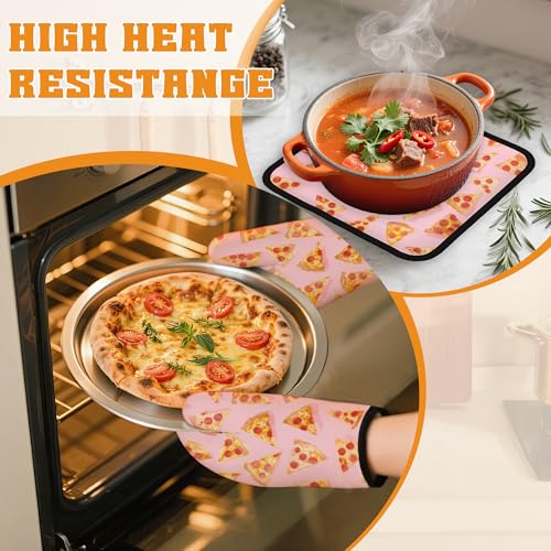 Cute Pizza Oven Mitts and Pot Holders (4 Count)