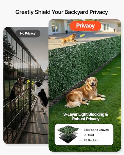 Artificial Ivy Privacy Fence Screen (Ivy with Green Mesh Backing / 59 x 98 inch)