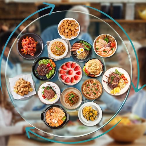 35" Large Lazy Susan for Dining Table Kitchen Glass Turntable with Aluminum Alloy Bearing
