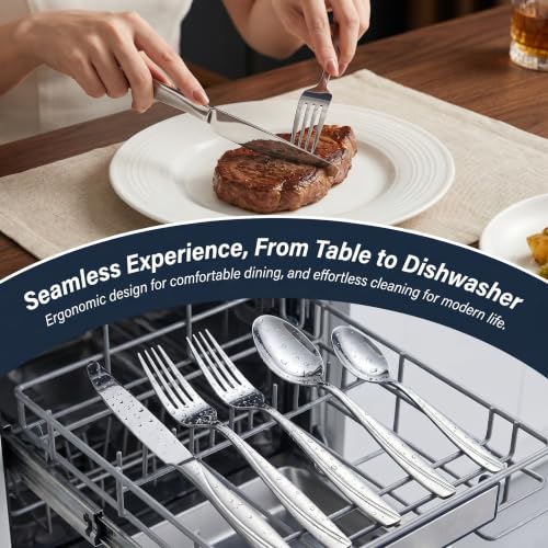 40 Piece Stainless Steel Silverware Set for 8 (Silver / 40-Piece)