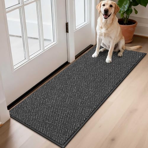 Dirt Trapper Door Mat 17"x48" Non Slip Washable Dark Grey (Dark Grey / 17" x 48")