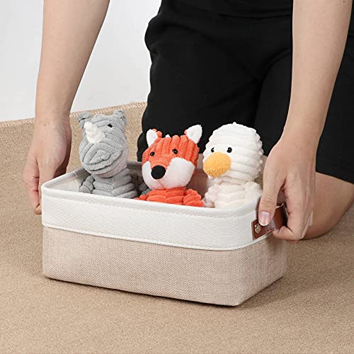 Small Storage Bins (White&Khaki / XS-12"x8"x5")