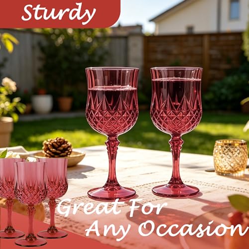 12Pack Plastic Wine Glasses (Scarlet Rose)