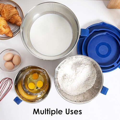 Stainless Steel Mixing Bowls Set with Lids (Blue / 3 piece)
