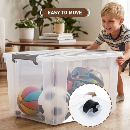 4 Pack 69 QT Clear Plastic Storage Bins with Latching Lids (Clear White / 4 PCS-69 QT)