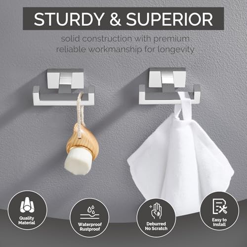 Double Towel Hooks Polished Chrome (2 Pack / Polished Chrome)