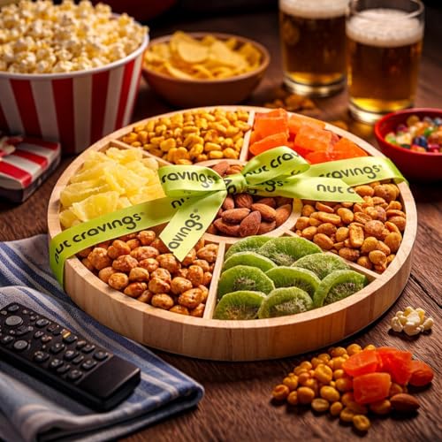Dried Fruit & Mixed Nuts Gift Basket (6. Dried Fruits & Nuts Round Wooden Tray)