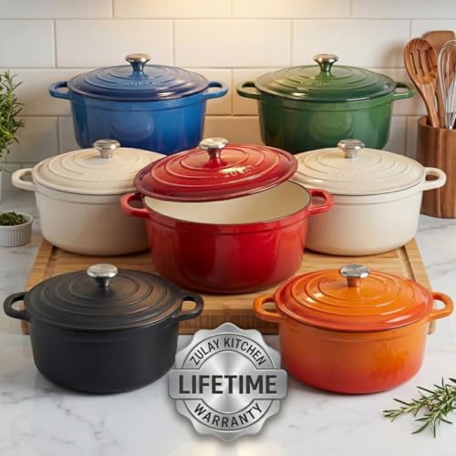5 Quart Enameled Cast Iron Dutch Oven Pot with Lid (Ablaze Red / 5 Quart)