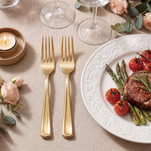 100 Pcs Gold Plastic Forks (Gold / 100)
