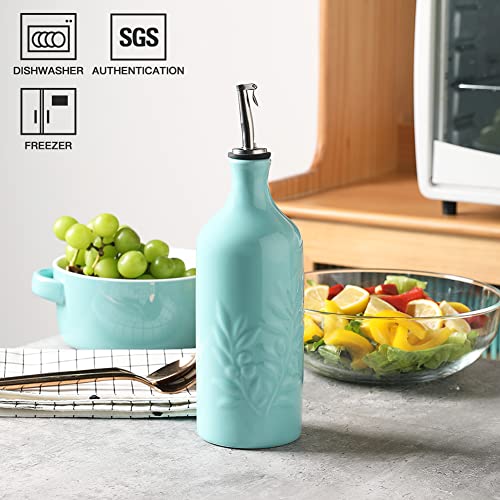 Sweejar Ceramic Olive Oil Dispenser Bottle (Turquoise / 20 oz, Set of 1)
