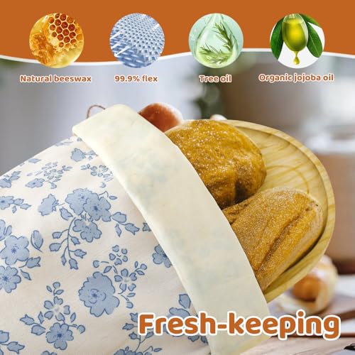 Beeswax Bread Bags for Homemade bread (Yellow & Blue)