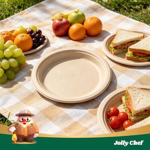 Compostable Heavy Duty Plates 𝟭𝟬 𝗜𝗻𝗰𝗵 [𝟯𝟬𝟬 𝗣𝗮𝗰𝗸] Eco (300 Count (Pack of 1) / Brown)