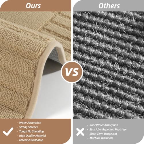 Kitchen Rugs Non Slip Washable 2PCS (Beige / 24"x35"+24"x60" (Rectangular))