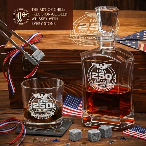 Personalized 250th Anniversary Old Fashioned Whiskey Decanter Set