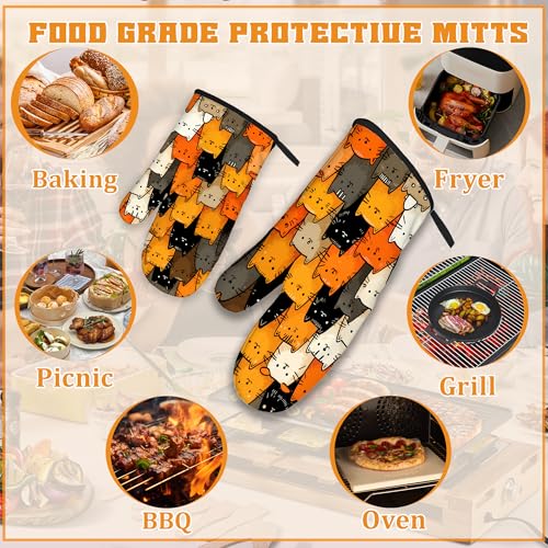 Funny Cute Cat Oven Mitts and Pot Holders Set (4 Count)