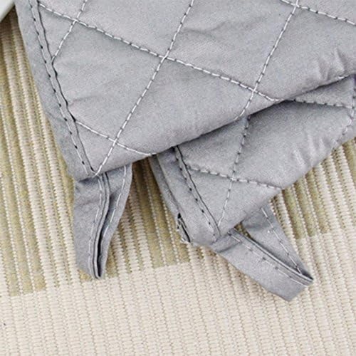 17 Inch Extra Long Heat Resistant Oven Gloves New Cotton Oven Mitts Kitchen Gloves High Temperature Cooking Tool BBQ Gloves (Silver / 17 Inch)