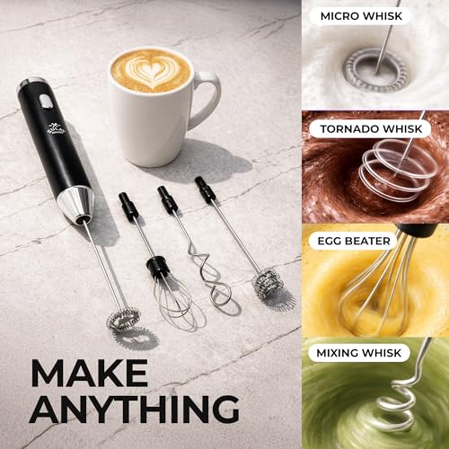 Rechargeable Milk Frother Handheld (Ultra Black / Rechargeable Z1 Motor Max)