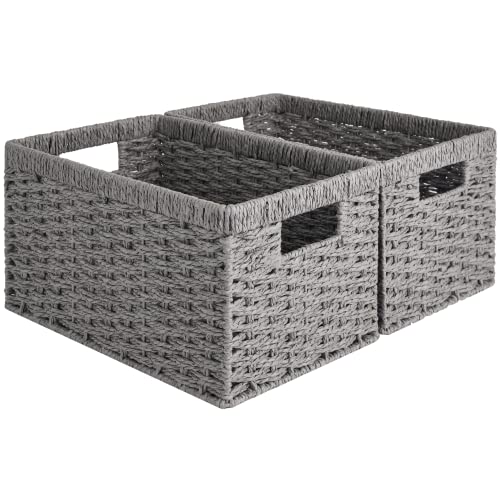 Wicker Storage Baskets (Gray (Paper Rope) / 2x 13"L x 8¼"W x 7"H)