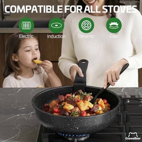 18 Pcs Pots and Pans Set Non Stick (Black / 18Pcs)