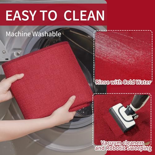 Extra Long Kitchen Runner Rugs Kitchen Mat Non Slip Red 17"x95" (14.397 Sq Ft)