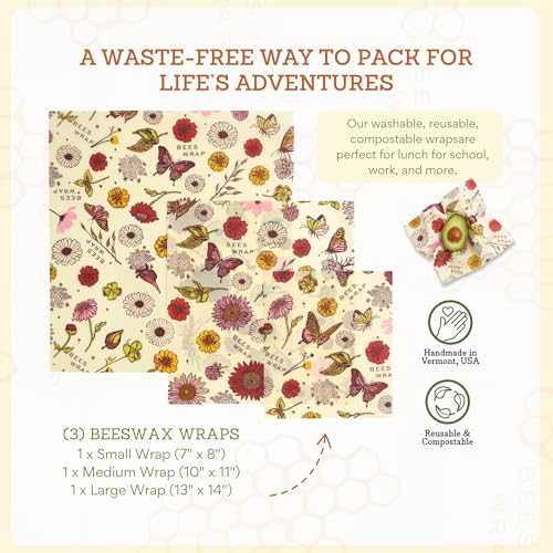 Beeswax Food Wraps (Meadow Magic / Small, Medium, Large)