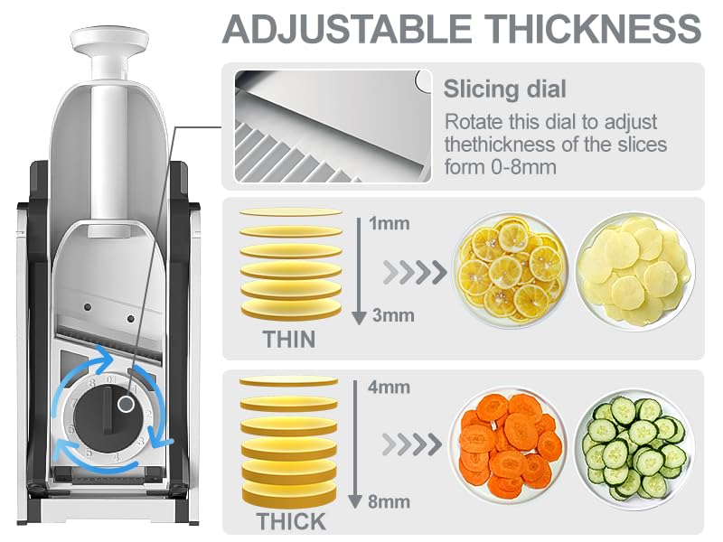 Safe Mandoline Slicer for Kitchen (Light Gray)