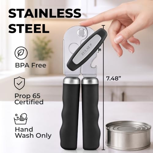 Stainless Steel Swing Open Manual Can Opener Comfortable Grip (Ash Black / Comfy Grip)