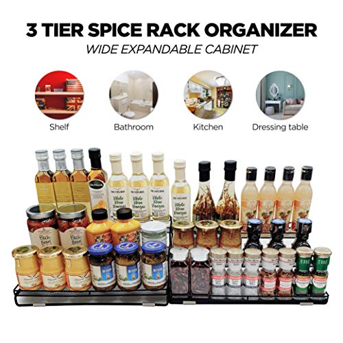3 Tier Wide Expandable Cabinet Spice Rack Organizer (Comfort & Wide)