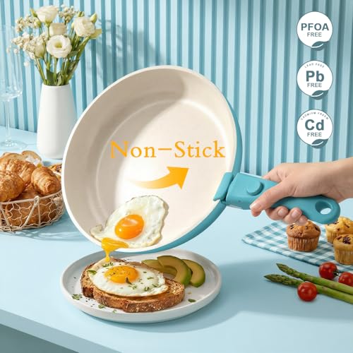 Pots and Pans Set Non Stick (Light Blue Gradient / 21PCS-Big Size)
