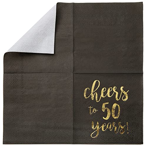 50 Pack Cheers to 50 Years Printed Cocktail Napkins for 50th Birthday and Anniversary (50 Pack)