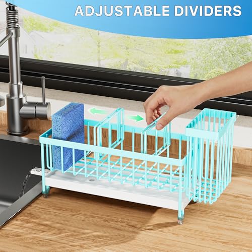 Sponge Holder for Kitchen Sink (Turquoise - 9.25″)