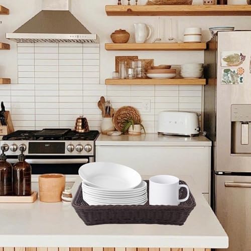 5 Pack 16 Inch Deep Coffee Wicker Bread Basket (5 Pack 16 Inch Coffee)