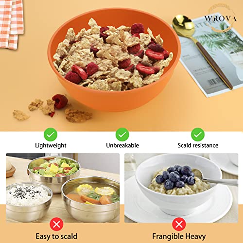 Wheat Straw Bowls Set 60 OZ Unbreakable Large Cereal Bowls Set of 6 Microwave and Dishwasher Safe Bowls Big Bowls for Eating BPA Free Soup Bowl for Serving Oatmeal and Salad Orange (60 oz / Orange)