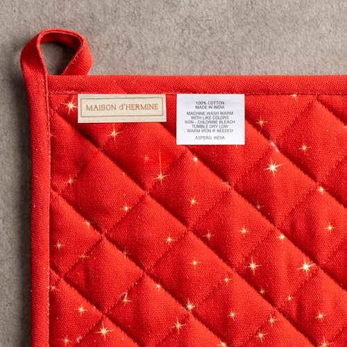 100% Cotton Oven Mitt & Pot Holder Set (107 - Noel / 7.5" x 13" & 8" x 8" (Oven Mitt & Pot Holder))