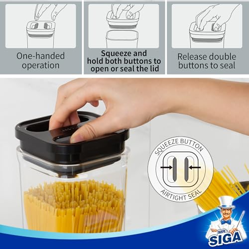 6 Piece Airtight Food Storage Container Set for Pantry Organization (White)