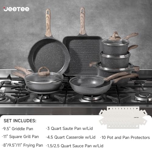 Pots and Pans Set Non Stick 23pcs (23 pcs Grey)