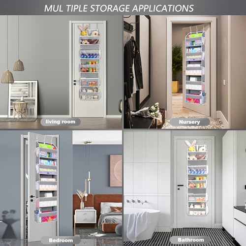 2 Pack Over the Door Storage Organizer (2 Pack / Light Gray)