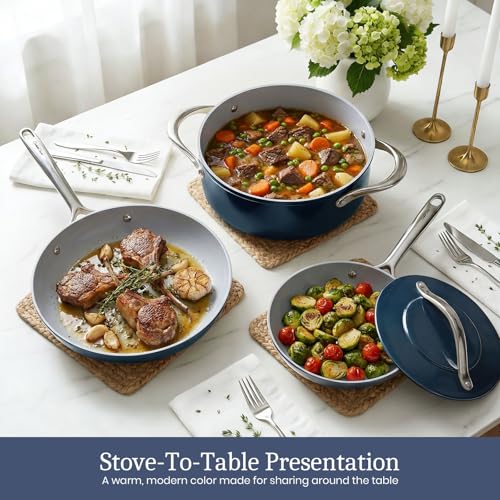 Premium G7 Ceramic Cookware Set (Navy Blue)