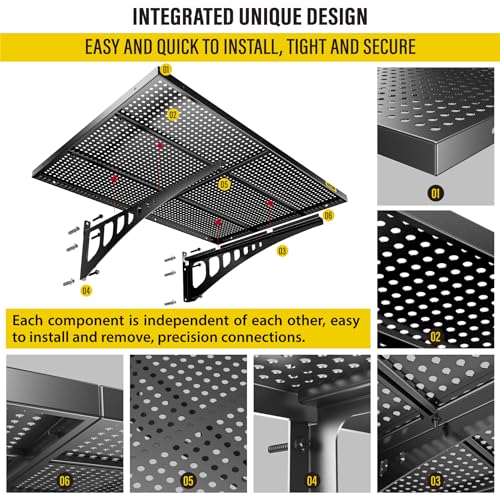 4 Pack 2x3ft Adjustable Garage Wall Shelving 1120lbs Load Capacity Heavy Duty Wall Mounted Storage Shelf Metal Floating Shelves for Garage (4pack-2x3ft / Black)