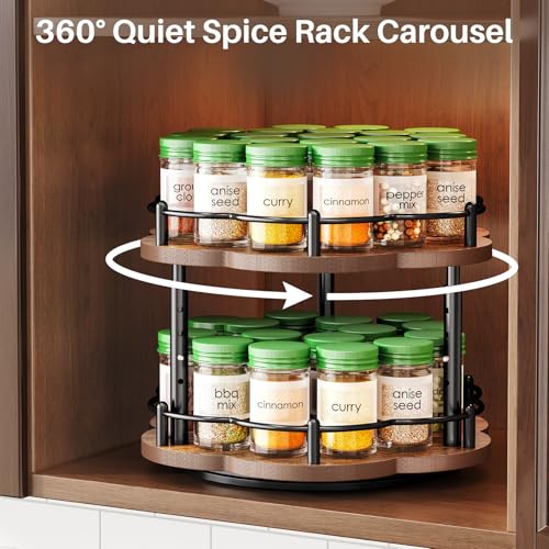 2 Tier Lazy Susan Spice Rack Organizer for Cabinet