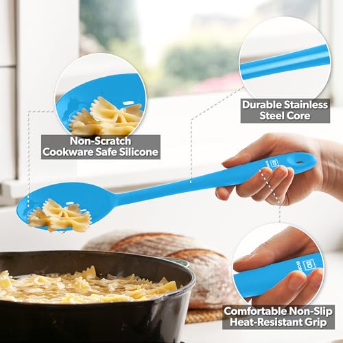 DI ORO Silicone Cooking Spoons (Blue)