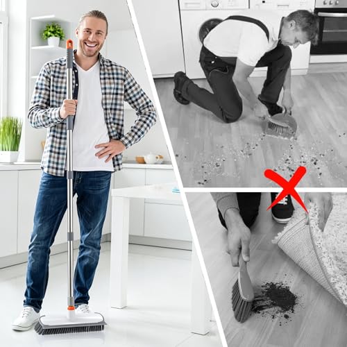 Floor Scrub Brush with Long Handle (Orange)